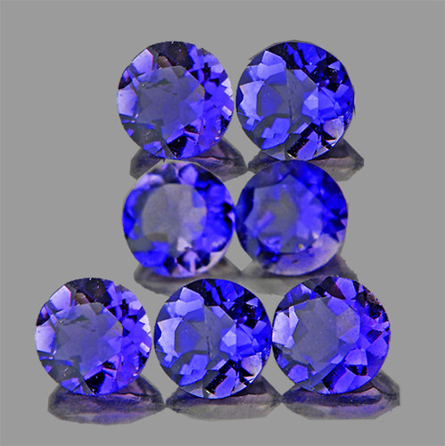 3.20 mm 7 pcs {0.82 cts} Round AAA Fire Top Bluish Violet Iolite Natural {Flawless-VVS1}