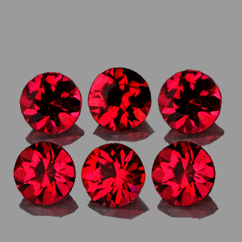 3.20 mm 6 pcs Round Brilliant Cut AAA Fire Intense Red Ruby Natural {VVS}--AAA Grade