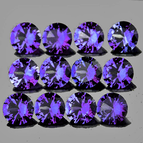 2.50 mm 12 pcs Round AAA Fire Violet Blue Sapphire Natural (Unheated) {Flawless-VVS}