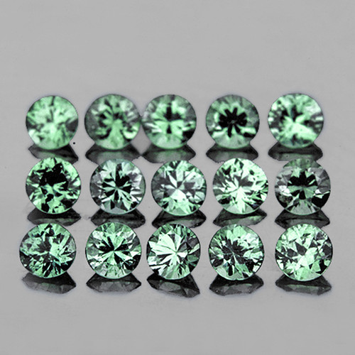 2.00 mm 25 pcs Round Machine Brilliant Cut Extreme Brilliancy Natural Blue Green Sapphire {Flawless-VVS}--AAA Grade