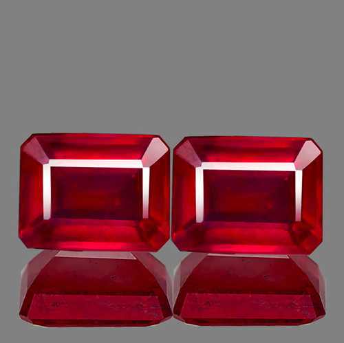 9x7 mm 2 pcs Octagon Emerald Cut AAA Fire Natural Red Mozambique Ruby