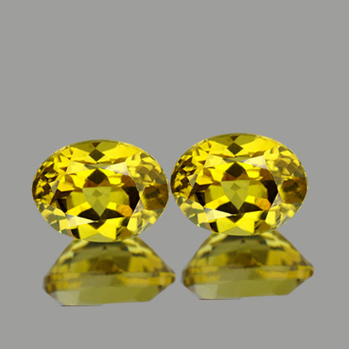 7x5 mm 2pcs {1.48 cts} Oval Intense AAA Yellow Beryl 'Heliodor' Natural {Flawless-VVS1}