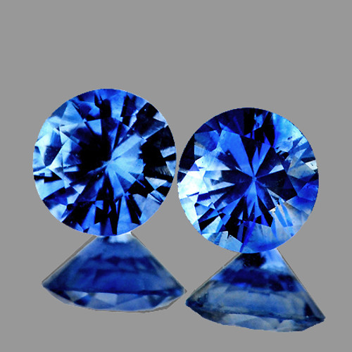 3.70 mm 2 pcs Round Machine Cut AAA Ceylon Blue Sapphire Natural {Flawless-VVS}--AAA Grade