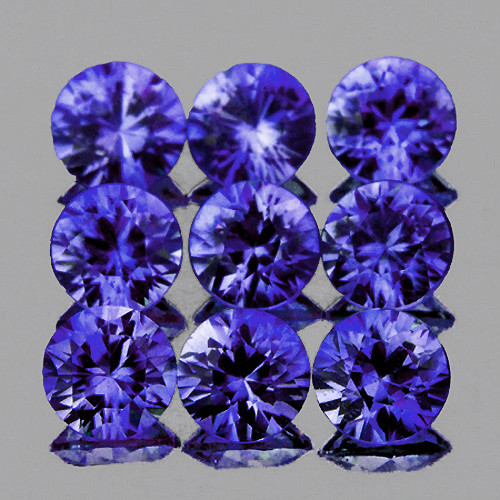 3.00 mm 9 pcs Round AAA Premium Violet Blue Sapphire Natural (Unheated) {Flawless-VVS}--AAA Grade