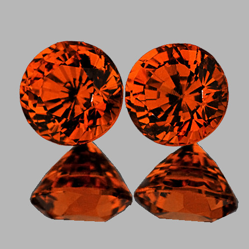 5.30 mm 2 pcs {1.62 cts} Round AAA Fire AAA Mandarin Orange Spessartite Garnet Natural {Flawless-VVS}