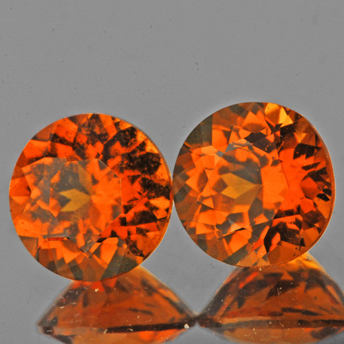 5.50 mm 2pcs Round AAA Fire Mandarin Orange Spessartite Garnet Natural