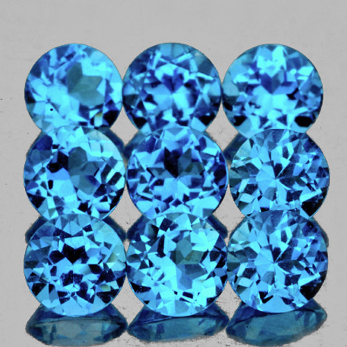 5.00 mm 9 pcs Round Best Sparkling Swiss Blue Topaz Natural {Flawless-VVS1}