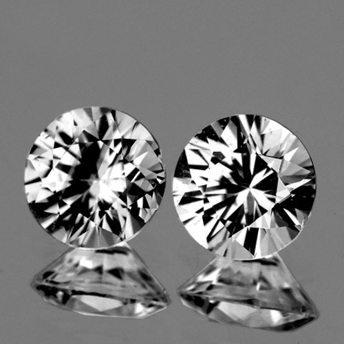 4.30 mm 2 pcs Round Brilliant Cut Best AAA Fire White Sapphire Natural {Flawless-VVS1}--AAA Grade