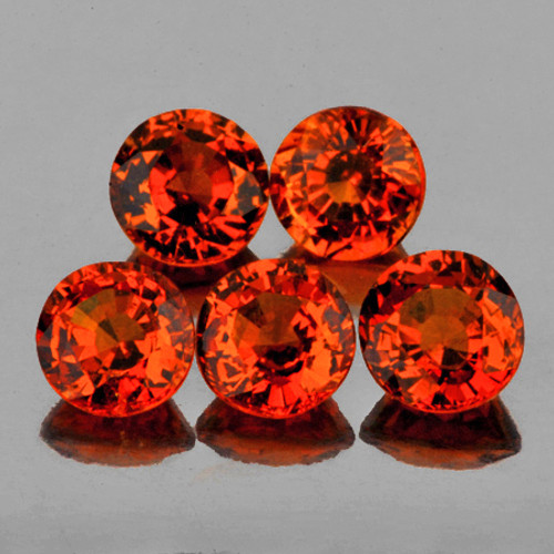 3.30 mm 5 pcs Round AAA Fire Intense AAA Orange Sapphire Natural {Flawless-VVS}