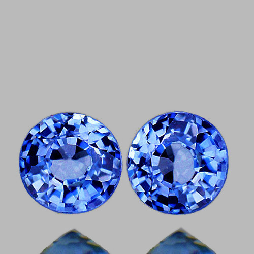 3.50 mm 2 pcs Round AAA Fire Natural Ceylon Blue Sapphire {Flawless-VVS}