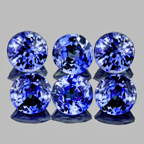 2.80 mm 6 pcs Round AAA Fire Ceylon Blue Sapphire Natural {Flawless-VVS}