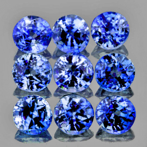 2.50 mm 9 pcs Round AAA Fire Ceylon Blue Sapphire Natural {Flawless-VVS}