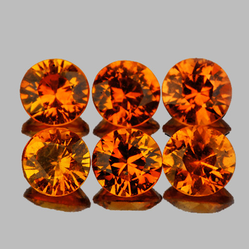 3.20 mm 6 pcs Round Brilliant Cut AAA Fire AAA Orange Sapphire Natural {Flawless-VVS}