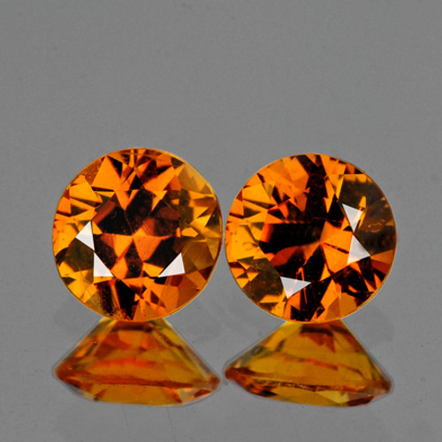 3.50 mm 2 pcs Round Brilliant Cut Best AAA Fire Intense Golden Orange Sapphire Natural {Flawless-VVS1}