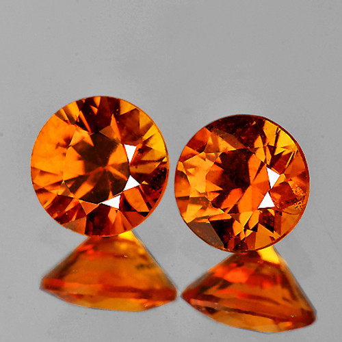 3.70 mm 2 pcs Round Brilliant Cut AAA Fire Intense Golden Orange Sapphire Natural {Flawless-VVS1}