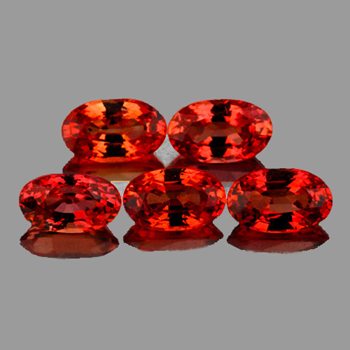 5x3 mm 5 pcs Oval AAA Fire Intense Orange Red Sapphire Natural {Flawless-VVS}