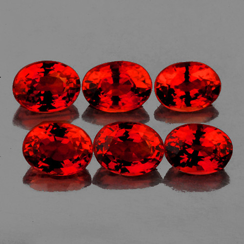 4x3 mm 6 pcs Oval AAA Fire Intense Orange Red Sapphire Natural {Flawless-VVS}--AAA Grade