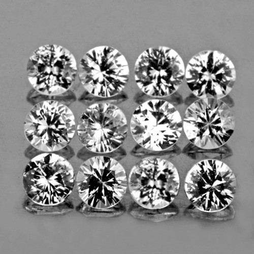 2.50 mm 12 pcs Round Brilliant Machine Cut Grayish White Spinel Mogok Natural {Flawless-VVS1}