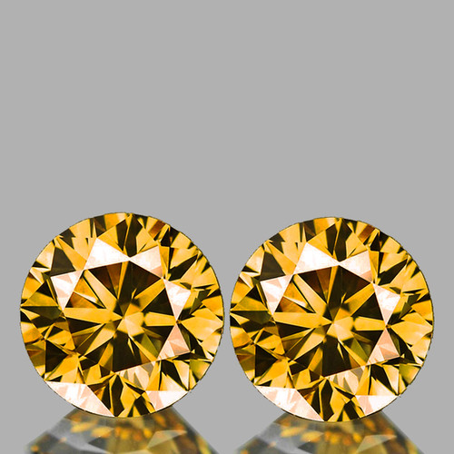 5.00 mm 2 pcs Round Brilliant Machine Cut Extreme Brilliancy Natural  AAA Imperial Golden Zircon {Flawless-VVS1}--AAA Grade