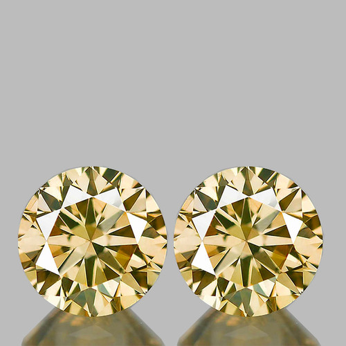 5.00 mm 2 pcs Round Brilliant Machine Cut Extreme Brilliancy Natural AAA Golden Yellow Zircon {Flawless-VVS1}--AAA Grade