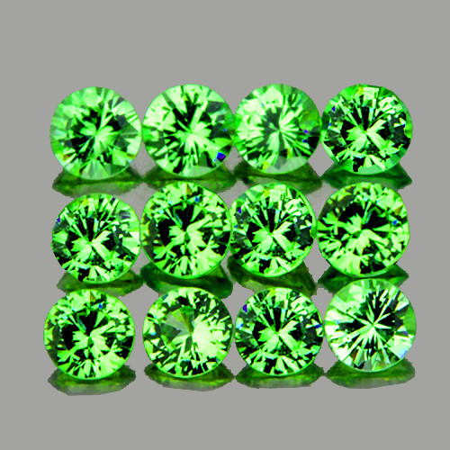 2.70 mm 12 pcs Round Best AAA Fire Natural Green Tsavorite Garnet {Flawless-VVS}--AAA Grade