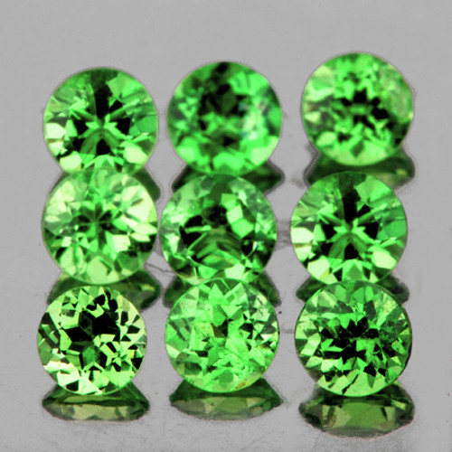 2.80 mm 9 pcs Round Diamond Cut Natural Tsavorite Green Garnet