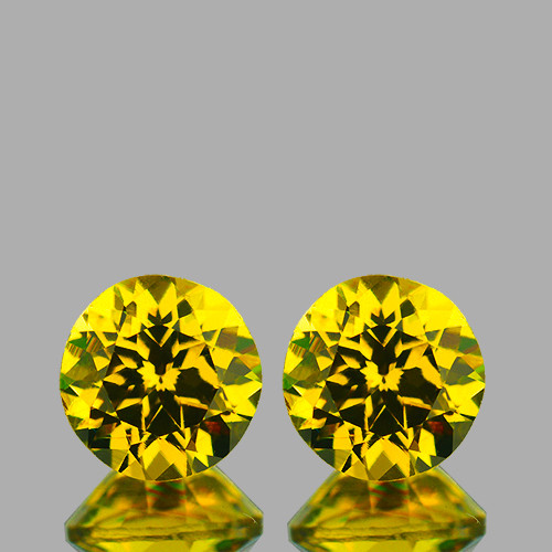 4.50 mm 2 pcs {1.13 cts} Round Brilliant Cut Best AAA Fire Intense Yellow Mali Garnet Natural {Flawless-VVS}