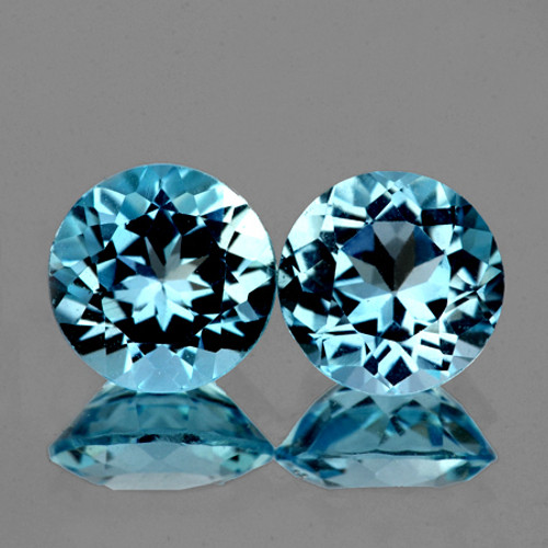 8.00 mm 2 pcs Round Brilliant Cut Best AAA Fire AAA Sky Blue Topaz Natural {Flawless-VVS1}