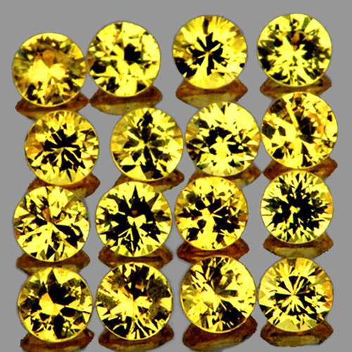 1.70 mm 35 pcs Round Brilliant Machine Cut Extreme Brilliancy Natural Yellow Sapphire {Flawless-VVS1}