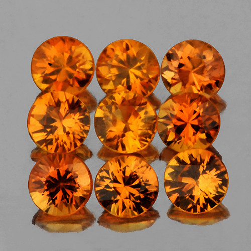 2.80 mm 9 pcs Round Brilliant Machine Cut Intense Golden Orange Sapphire Natural {Flawless-VVS}