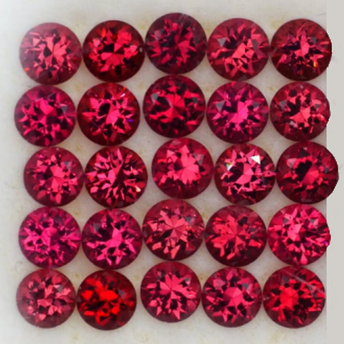 2.00 mm 25 pcs Round Brilliant Cut AAA Premium Red Mozambique Ruby Natural (Unheated) {Flawless-VVS}--AAA Grade