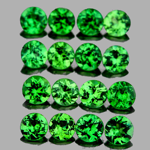 2.30 mm 16 pc Round Diamond Cut AAA Fire AAA Chrome Green Tsavorite Garnet Natural {Flawless-VVS}