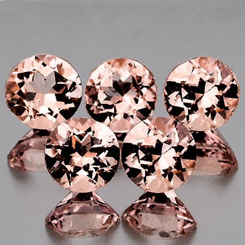 4.00 mm 5 pcs Round Machine Brilliant Cut Extreme Brilliancy Natural Peach Pink Morganite { Flawless-VVS }