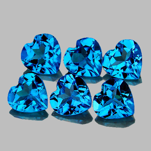 5.00 mm 6 pcs Heart Best Sparkling Intense Swiss Blue Topaz Natural {Flawless-VVS1}