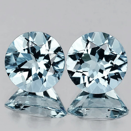 6.00 mm 2 pcs Round Brilliant Cut AAA Fire Natural Sky Blue Aquamarine {Flawless-VVS}