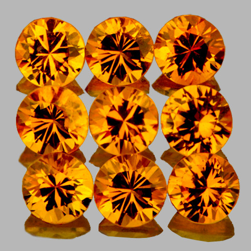 2.80 mm 9 pcs Round Brilliant Cut AAA Golden Yellow Sapphire Natural {Flawless-VVS}