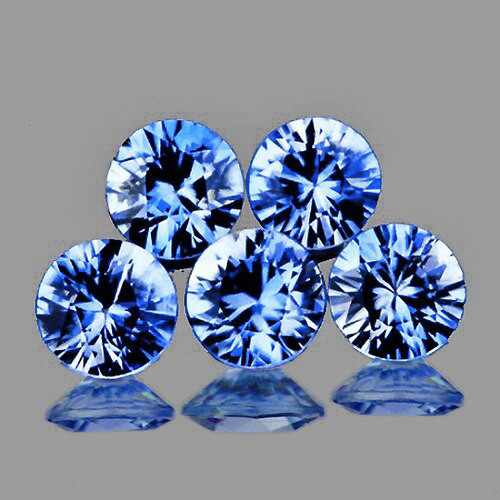 3.50 mm 5 pcs Round Brilliant Machine Cut Extreme Brilliancy Natural Ceylon Blue Sapphire {Flawless-VVS}