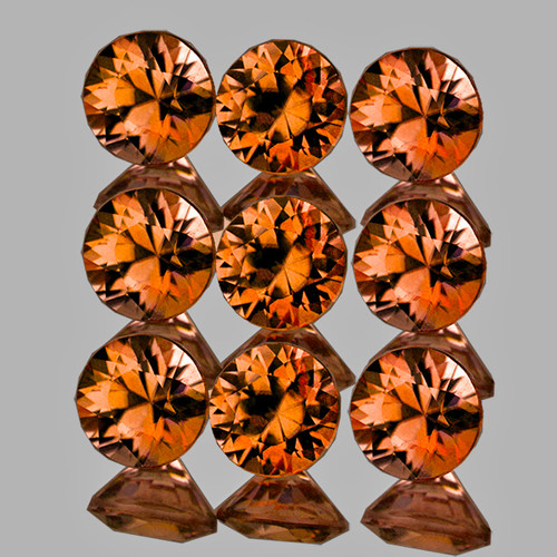 3.00 mm 9 pcs Round Brilliant Machine Cut Extreme Brilliancy Natural Imperial Orange Zircon {Flawless-VVS1}--AAA Grade