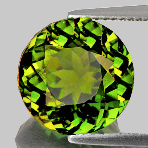 7.80 mm {1.92 cts} Round AAA Fire AAA Chrome Yellow Green Tourmaline Natural Mozambique {Flawless-VVS}--AAA Grade