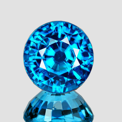 6.50 mm {1.88 cts} Round AAA Fire Intense AAA Blue Zircon Natural{Flawless-VVS1}--AAA Grade