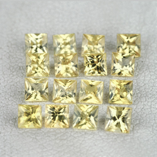 1.70-1.90 mm 27 pcs {1.18 cts} Square Princess Cut AAA Fire Canary Yellow Sapphire Natural {Flawless-VVS)