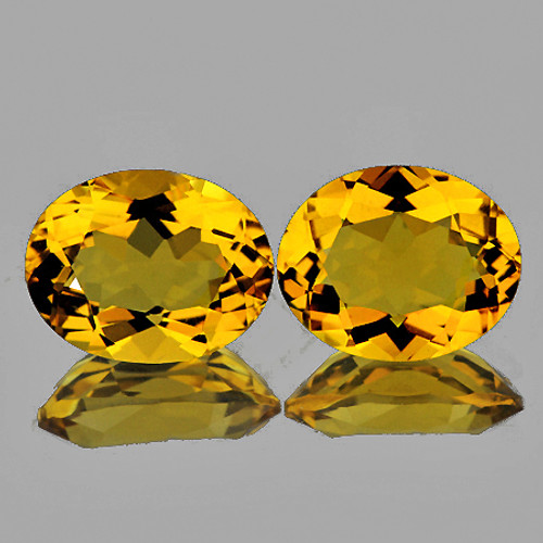 10x8 mm 2 pcs Oval AAA Fire Intense Golden Yellow Citrine Natural {Flawless-VVS1}