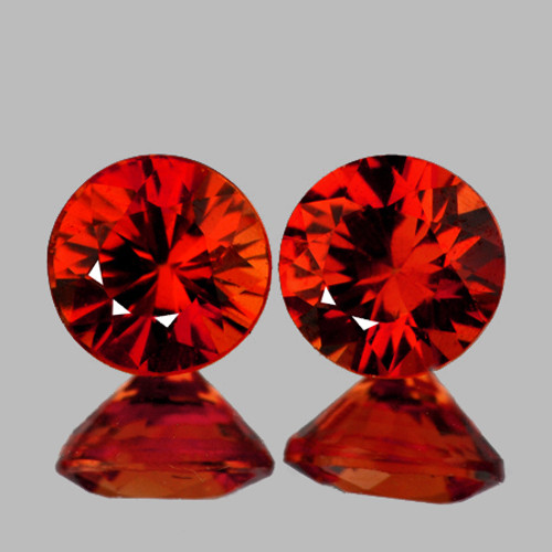 4.50 mm 2 pcs Round Machine Brilliant Cut AAA Mandarin Red Orange Spessartite Garnet Natural  {Flawless-VVS1}--AAA Grade