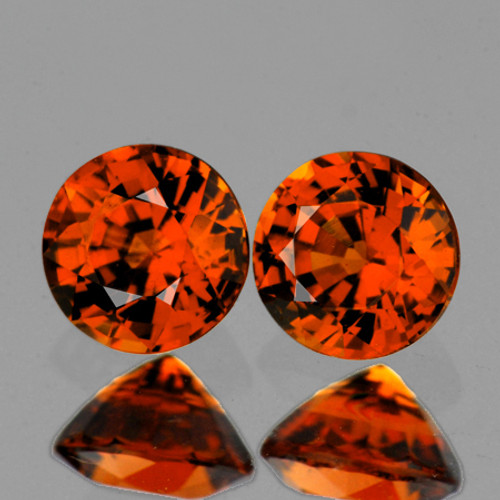 4.00 mm 2 pc Round AAA Fire AAA Mandarin Orange Spessartite Garnet Natural {Flawless-VVS}