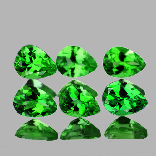 4x3 mm 6 pcs Pear Brilliant Cut AAA Fire AAA Chrome Green Tsavorite Garnet Natural {Flawless-VVS}