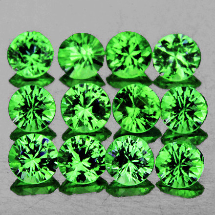 2.50 mm 12 pcs Round Brilliant Cut AAA Fire Natural Chrome Green Tsavorite Garnet {Flawless-VVS}--AAA Grade