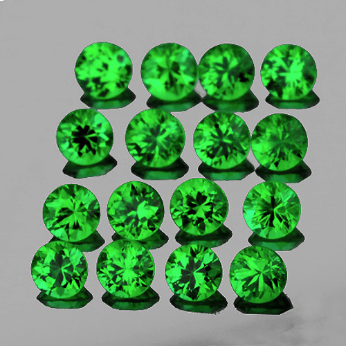 1.50 mm 60 pc Round Diamond Cut AAA Fire Emerald Green Tsavorite Garnet Natural (VVS}