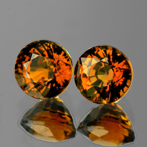 5.80 mm 2 pcs {1.96 cts} Round Dark Cognac Mali Garnet Natural {Flawless-VVS}