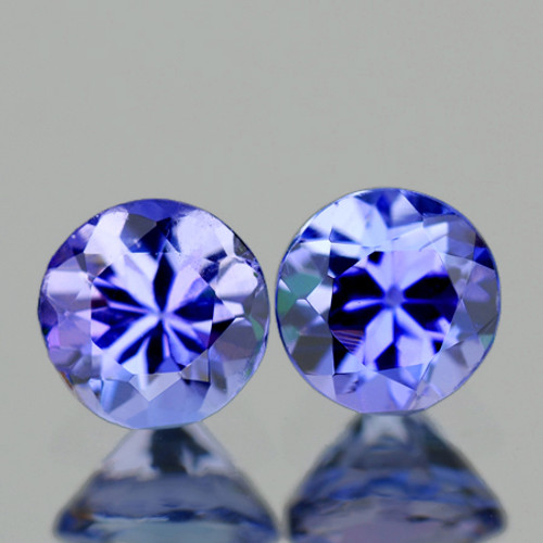 3.70 mm 2 pcs Round AAA Fire Purple Blue Tanzanite Natural {Flawless-VVS1}