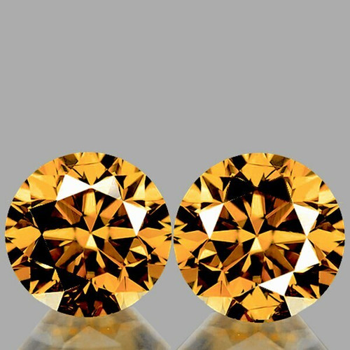 5.70 mm 2 pcs Round Brilliant Machine Cut Extreme Brilliancy Natural  AAA Imperial Golden Zircon {Flawless-VVS1}--AAA Grade